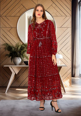 ibBan Women's Winter Hand Embroidered Maxi Dress -Inshi Long Dress