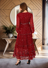 ibBan Women's Winter Hand Embroidered Maxi Dress -Inshi Long Dress