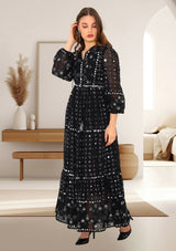 ibBan Women's Winter Hand Embroidered Maxi Dress -Inshi Long Dress
