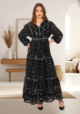 ibBan Women's Winter Hand Embroidered Maxi Dress -Inshi Long Dress