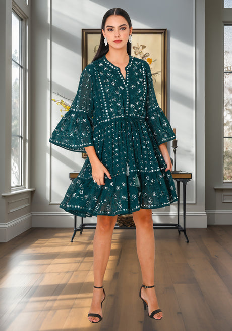 Tunique Courte Hiver Broderie Main Femme ibBan - Inshi