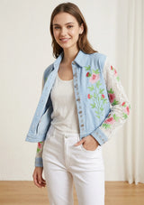 Women's Artisan Hand Embroidery Canvas Jacket - Farida