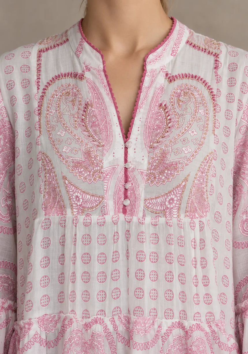 ibBan Túnica Corta para Mujer Mayra | Algodón Estampado | Bordado a Mano | Talla Única