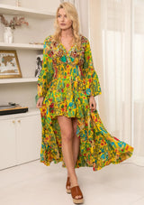 ibBan Hand Embroidered Cotton High-Low Maxi Dress - Zayba