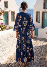 ibBan Printed Cotton Long Tunic with Hand Embroidery - Nisma