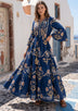 ibBan Printed Cotton Long Tunic with Hand Embroidery - Nisma