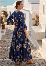ibBan Printed Cotton Long Tunic with Hand Embroidery - Nisma