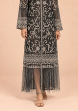 ibBan Black Kaftan Dress with Silver Hand Embroidery -