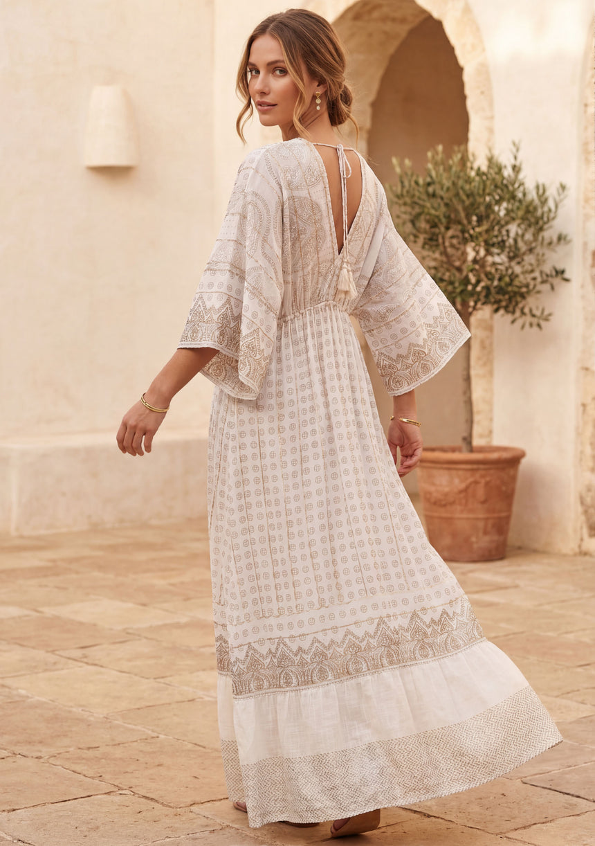 Vestido largo de georgette para mujer - Fina