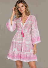 Mayra Short Dress - Hand-Embroidered Cotton