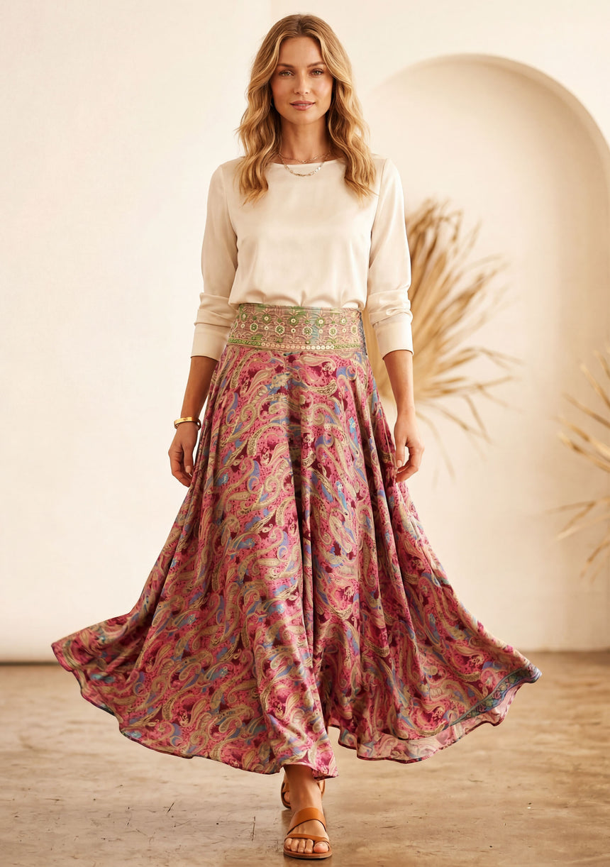 Minivestido de seda rosa para mujer - Clásico