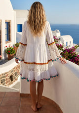 Luxury White Cotton Embroidered Summer Dress for Women | ibBan-Fani