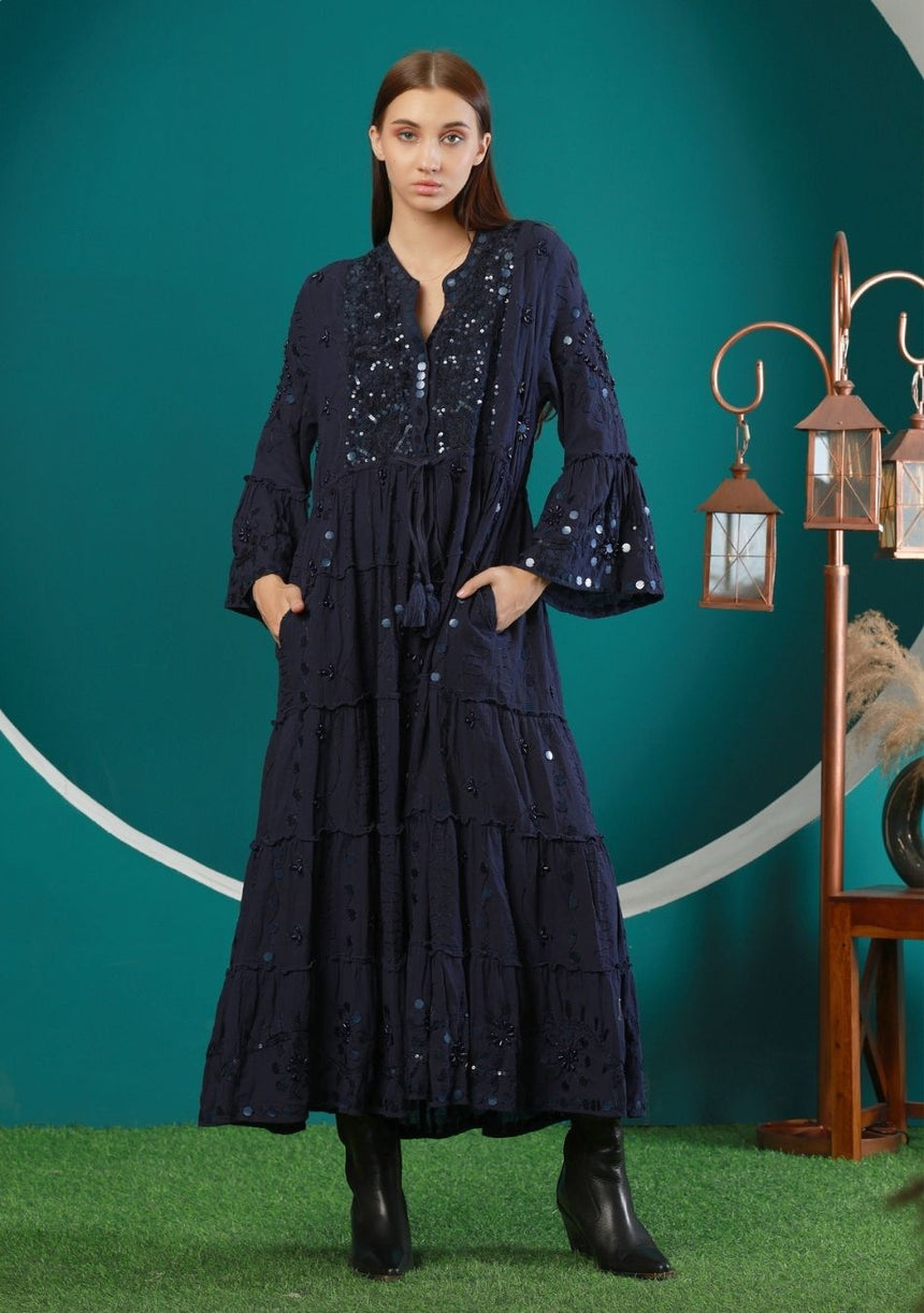 ibBan Women's Long Tunic Adina | Slub Fabric | Artisan | One Size