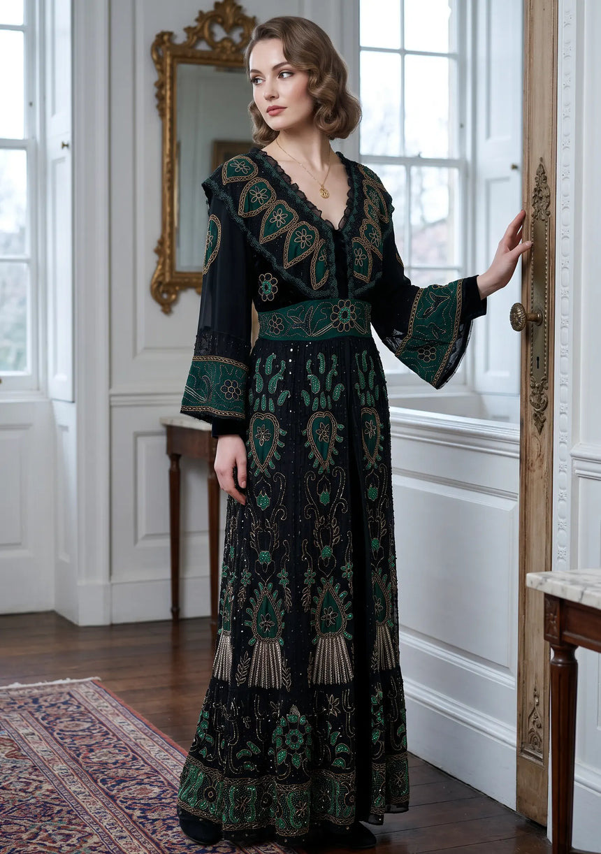ibBan Luxury Hand Embroidered Long Dress | Designer Dress - Abiba Long Dress
