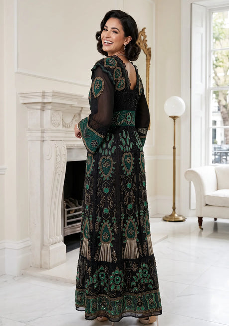 Robe longue de luxe brodée à la main ibBan | Robe de créateur - Robe longue Abiba