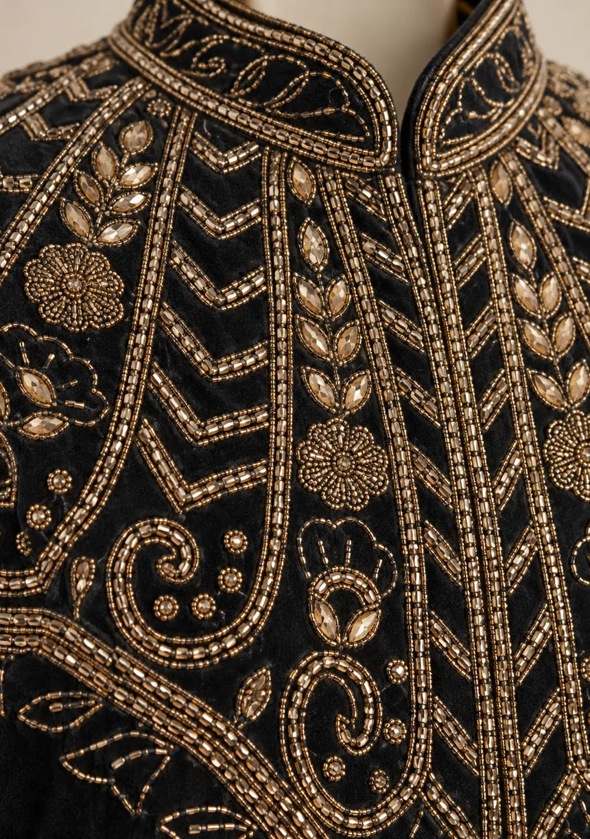 ibBan Women’s Black Mesh Jacket with Hand Embroidered - Jordyan