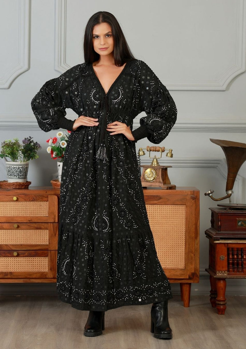 ibBan Vestido Largo Nuria para Mujer | Georgette | Artesanal | Talla Única