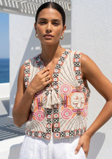 ibBan Hand Embroidered Women's Vest | Luxury Boho Embroidered Waistcoat - Lomi