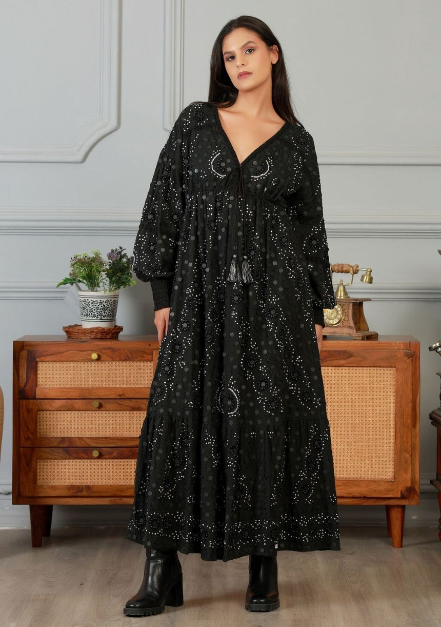 ibBan Vestido Largo Nuria para Mujer | Georgette | Artesanal | Talla Única