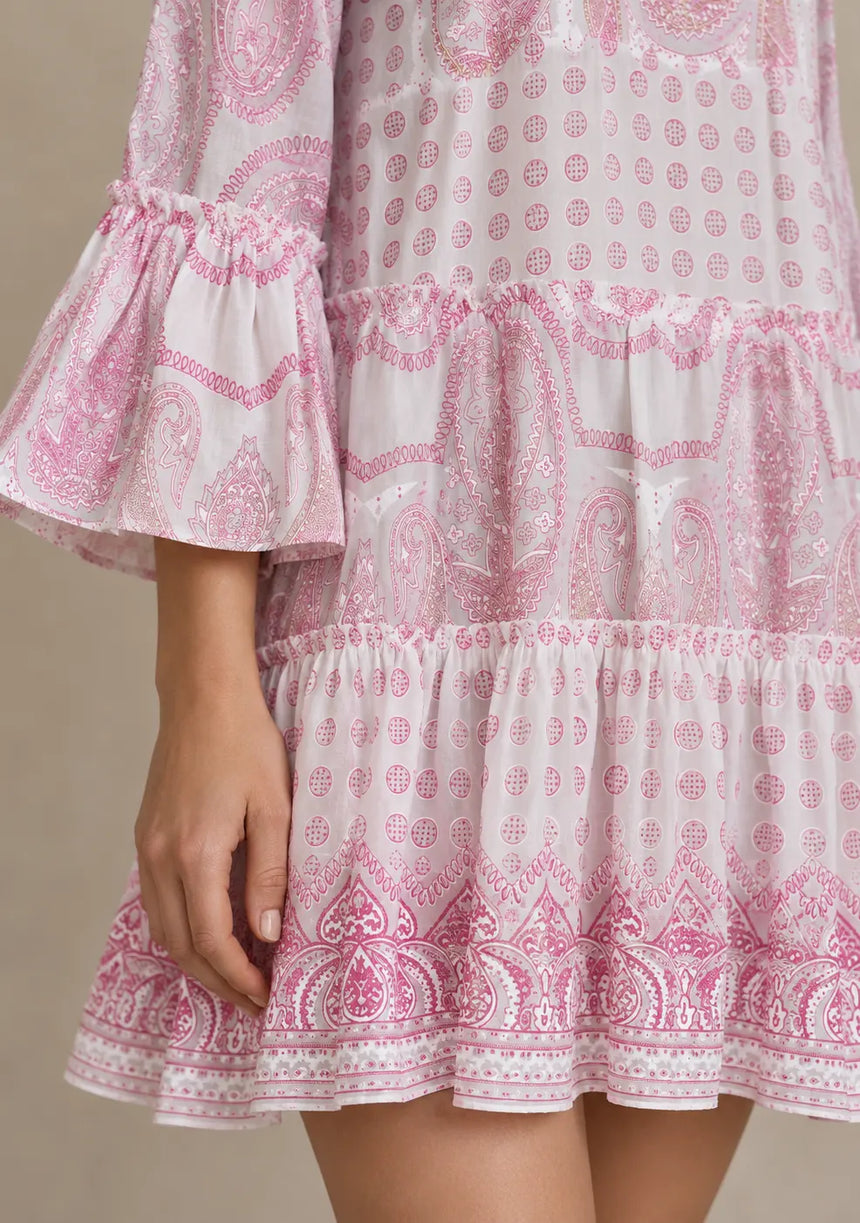 ibBan Túnica Corta para Mujer Mayra | Algodón Estampado | Bordado a Mano | Talla Única