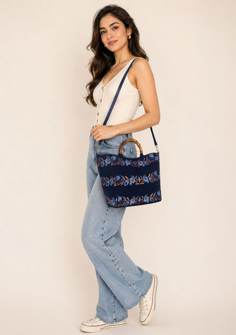 Bolso de lona bordado para mujer - Zolra