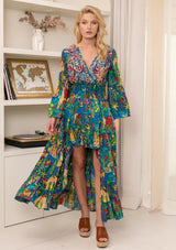 ibBan Hand Embroidered Cotton High-Low Maxi Dress - Zayba