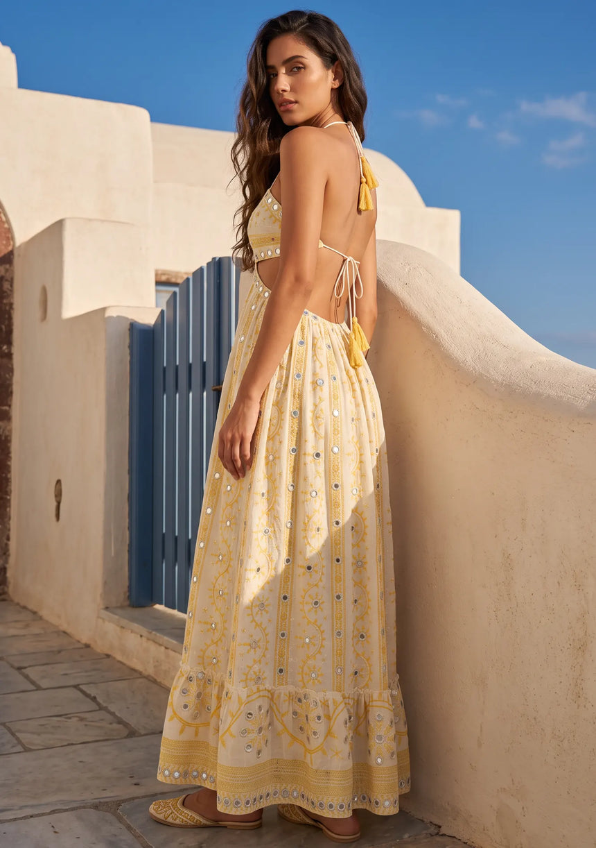 ibBan Women's Hand Embroidered Sleeveless  Dress - Adiba