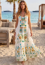 Women's Cotton Maxi Dress Square Neck - Zewena