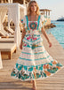 Maxivestido de algodón con cuello en V para mujer - Funami