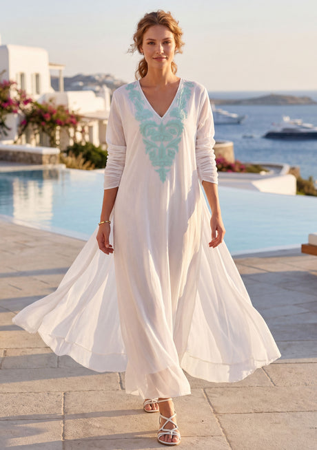 Vestido largo de algodón para mujer - Leefa
