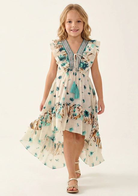 Girls' Cotton long dress V-Neck - Jelisha