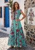 ibBan Hand-Embroidered Cotton Long Dress with Floral Print - Rasha
