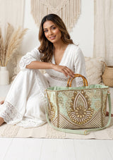 ibBan Hand Embroidered Tote Bag | Premium Cotton Canvas Designer - Vidha