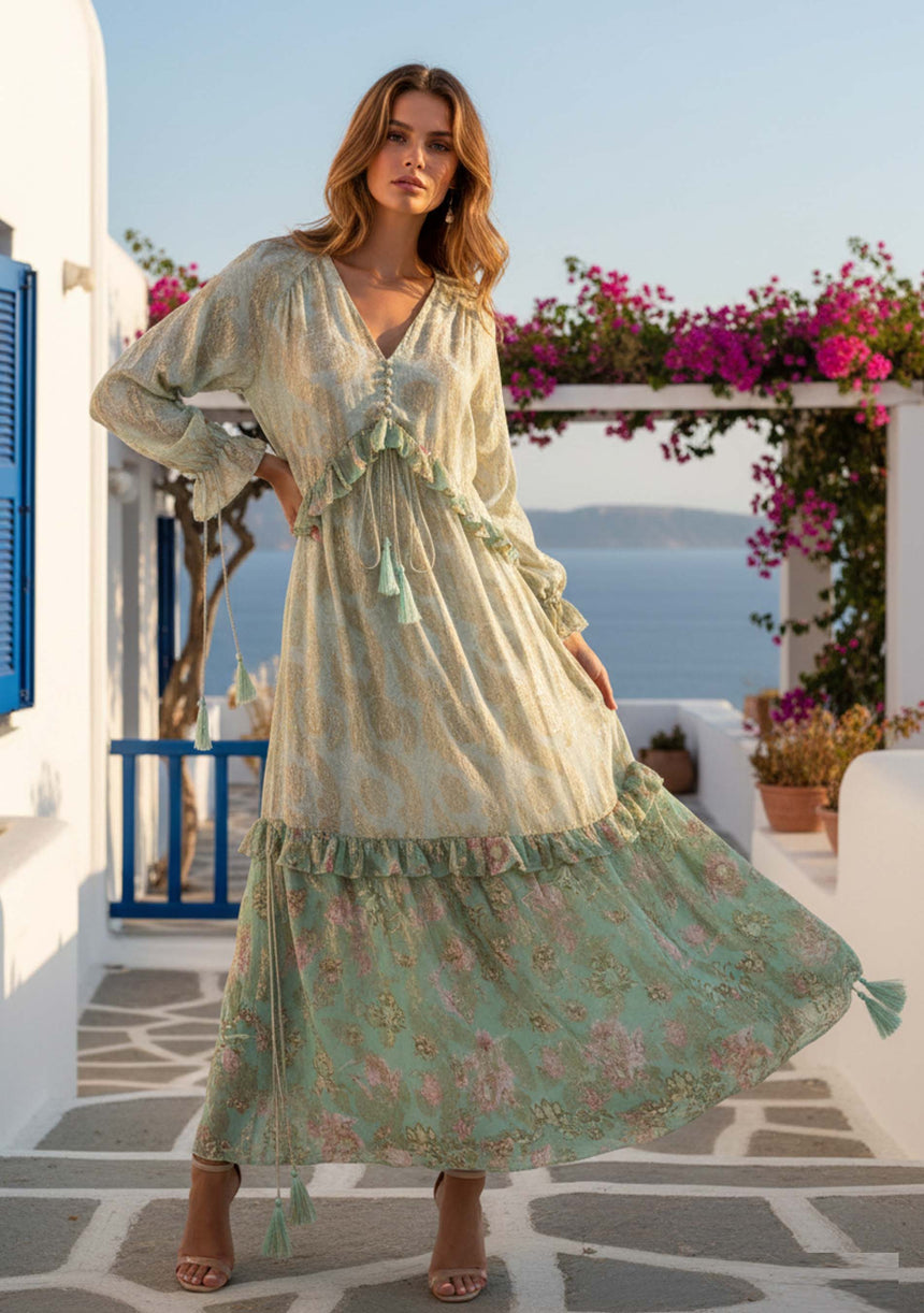ibBan Vestido Largo para Mujer Juana | Brillo Lurex | Talla Única