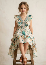 Girls' Cotton long dress V-Neck - Jelisha