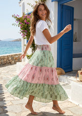 ibBan Printed Cotton Georgette  Skirt | Women's Boho Resort Skirt - Emme