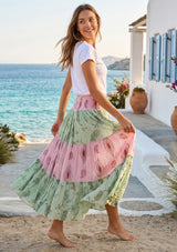 ibBan Printed Cotton Georgette  Skirt | Women's Boho Resort Skirt - Emme