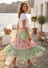 ibBan Printed Cotton Georgette  Skirt | Women's Boho Resort Skirt - Emme