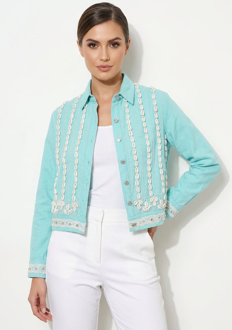 ibBan Women's Embroidered Jacket Amara | Canvas | Kodi and Bead Work | S/M to L/XL