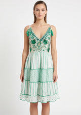 Robe Courte à Bretelles Basima pour Femme ibBan | Broderie Main | Paillettes & Perles | Taille Unique