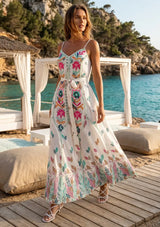 Maxivestido de algodón con cuello en V para mujer - Lulama