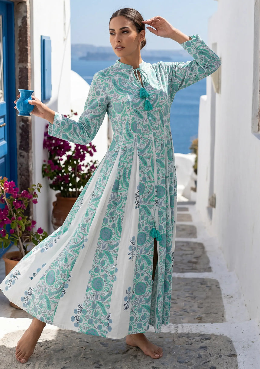 ibBan Printed Cotton Maxi Dress | Premium Women's Boho Resort Dress - Afra Long Dress