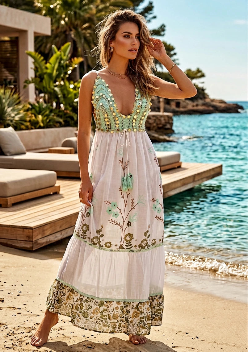Women's Cotton Maxi Dress V-Neck - Ulani
