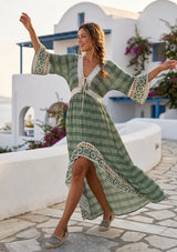ibBan Printed Cotton Maxi Dress with Hand Embroidery | Luxury Boho Wear - Cheka Maxi Dress