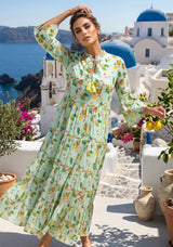 ibBan Printed Cotton Maxi Dress | Women's Floral Summer Long Dress - Hayal Long Dress