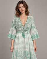 Mayra Long Dress - Hand-Embroidered Cotton