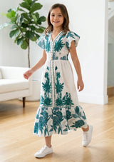 Girls' Printed Cotton dress V-Neck - Yamira