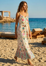 Maxivestido de algodón con cuello en V para mujer - Lulama