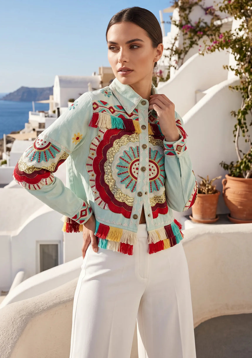 ibBan Hand Embroidered Summer Jacket for Women | Artisan Luxury Fashion - Sara