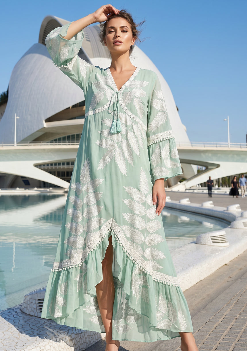 Luxury Hand Embroidered Maxi Dress by ibBan - Livia Maxi Dress
